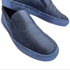 Aquatalia Leather Woven Slip Ons in Navy Size 10 Aquatalia Leather Woven Slip Ons in Navy Size | Mercari main image 4
